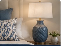 Blue bedside lamp