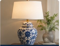 Blue ceramic lamp