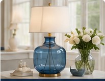 Blue glass lamp